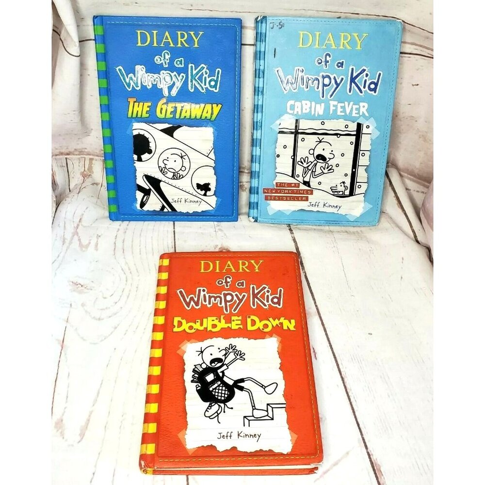 3 Diary Of A Wimpy Kid Books The Getaway Cabin Fever & Double Down By J. Kinney
